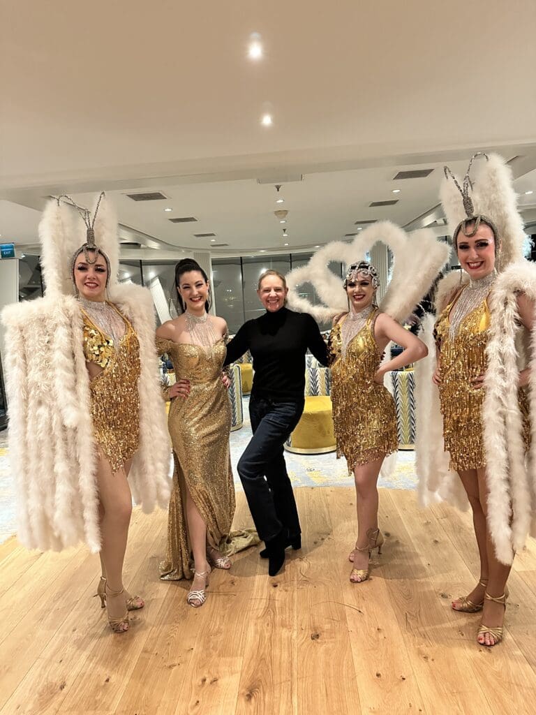 Cabaret dancers on Amawaterways Seine river cruise